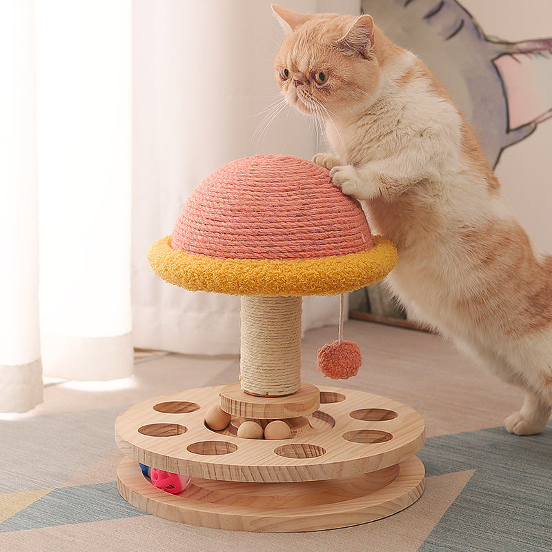 Solid Wood Turntable Cat Scratching Board