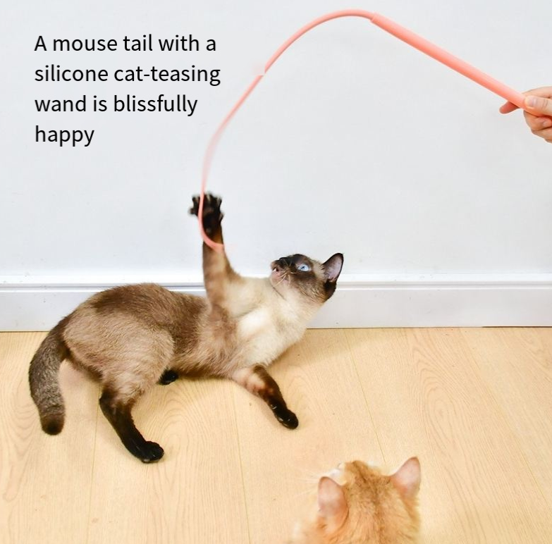 Silicone Cat Teaser Mouse Tail