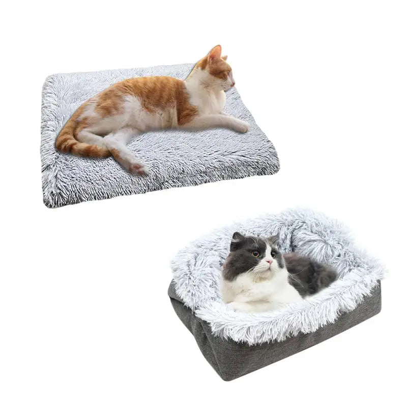 Two-In-One Plush Cat Bed + Laundry Bag